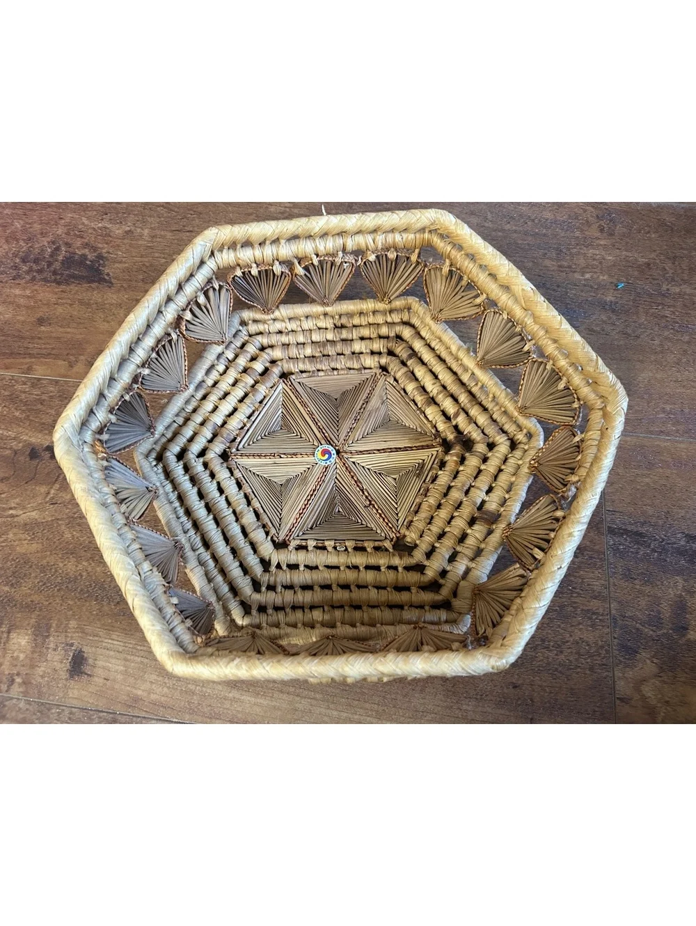 Handwoven Hexagonal Decorative Basket Made in Korea